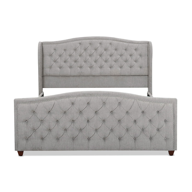 Marcella - King Upholstered Shelter Headboard Bed - Silver Gray