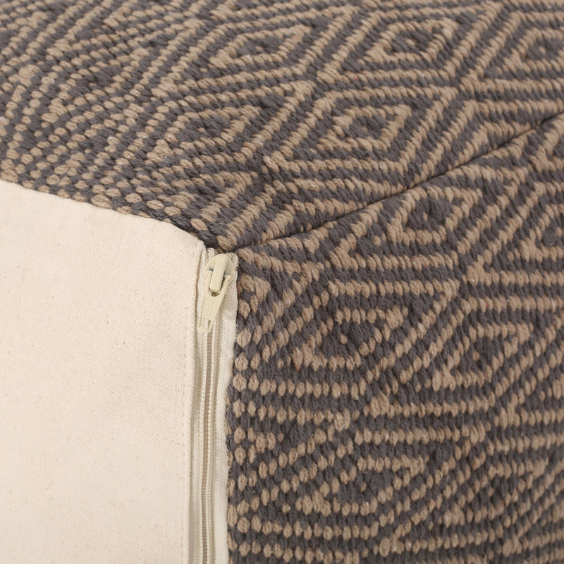 Amuleto - Hand Loomed Cotton Pouf - Gray / Brown