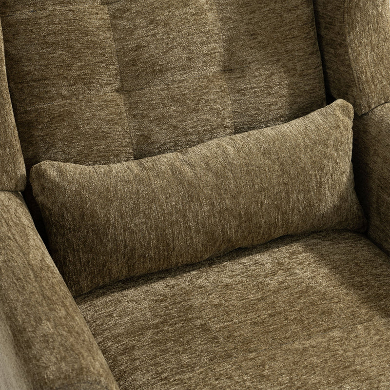 Modern Accent Chair, Arm Chairs For Living Room, Upholstered Mordern Armchair, Comfy Soft Padded Lounge Chair In Small Space, Bedroom, With Pillow, Solid Wood Leg