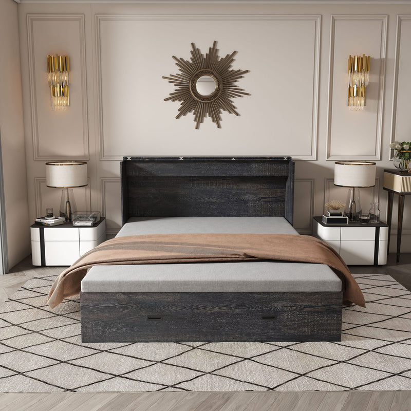 Full Murphy Bed With Storage Drawers, Charging Station, Foldable Panels, And Silent Swivel Wheels