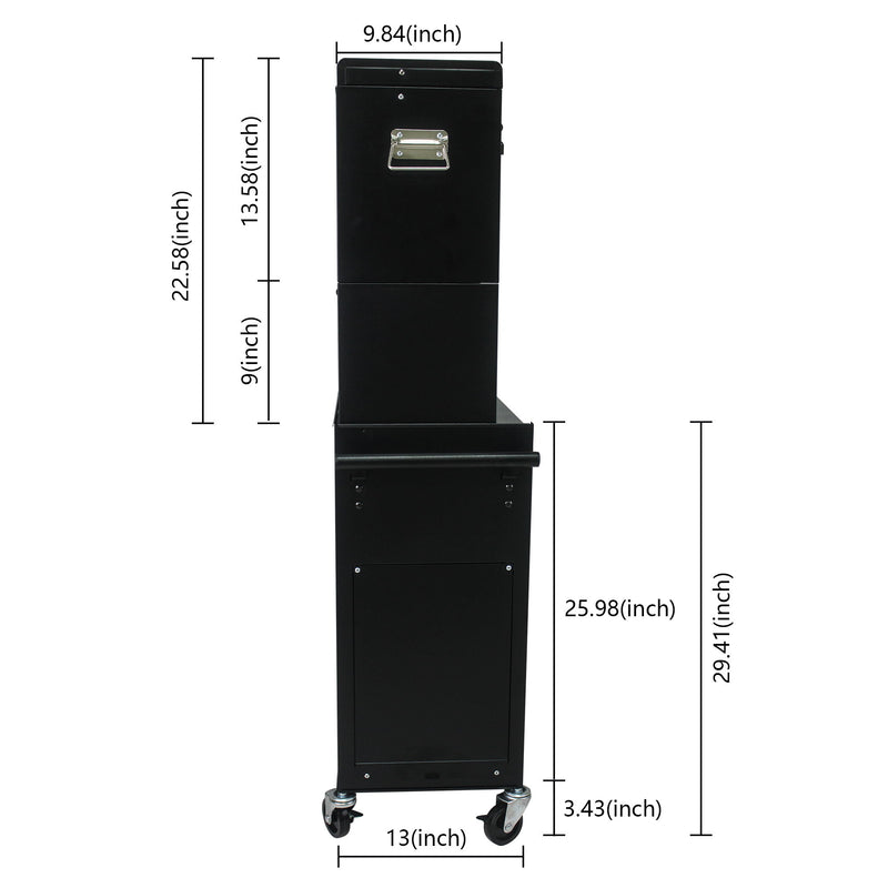 6 Drawer Lockable Tool Cabinet On Wheels, Steel Rolling Tool Chest With Detachable Toolbox
