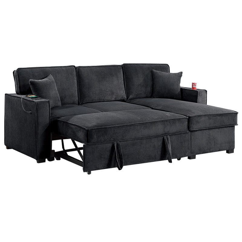 Convertible Sectional With USB / USB - C Port, Storage Chaise, Pull-Out Bed