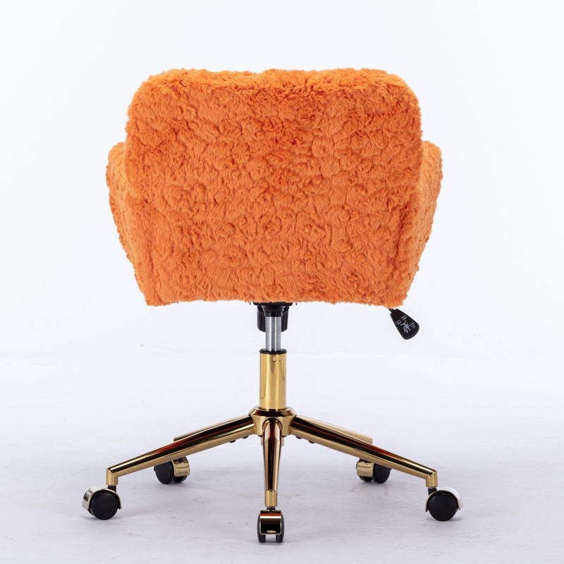 Office Chair, Artificial Rabbit Hair Home Office Chair With Metal Base, Adjustable Desk Chair Swivel Office Chair, Vanity Chair