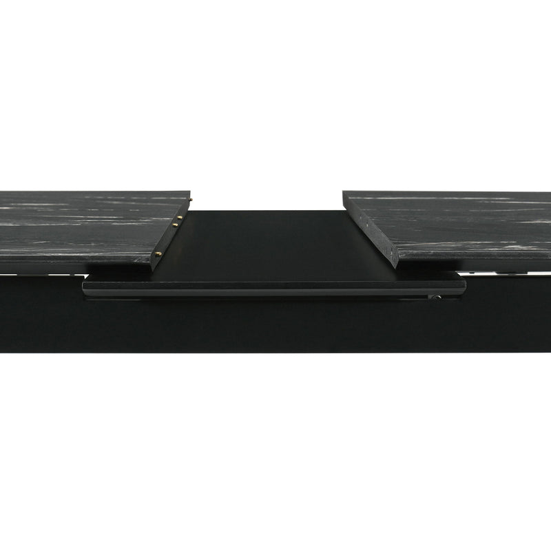 Bellingham - Dining Table With Self Storing Extension Leaf - Black Marble-Look Sintered Stone