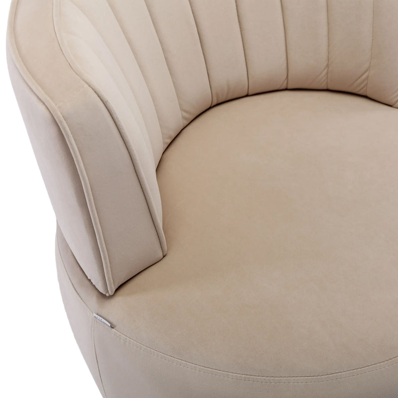 Swivel Barrel Accent Sofa Chair, 360 Degree Rotation, Fluffy Fabric - Beige