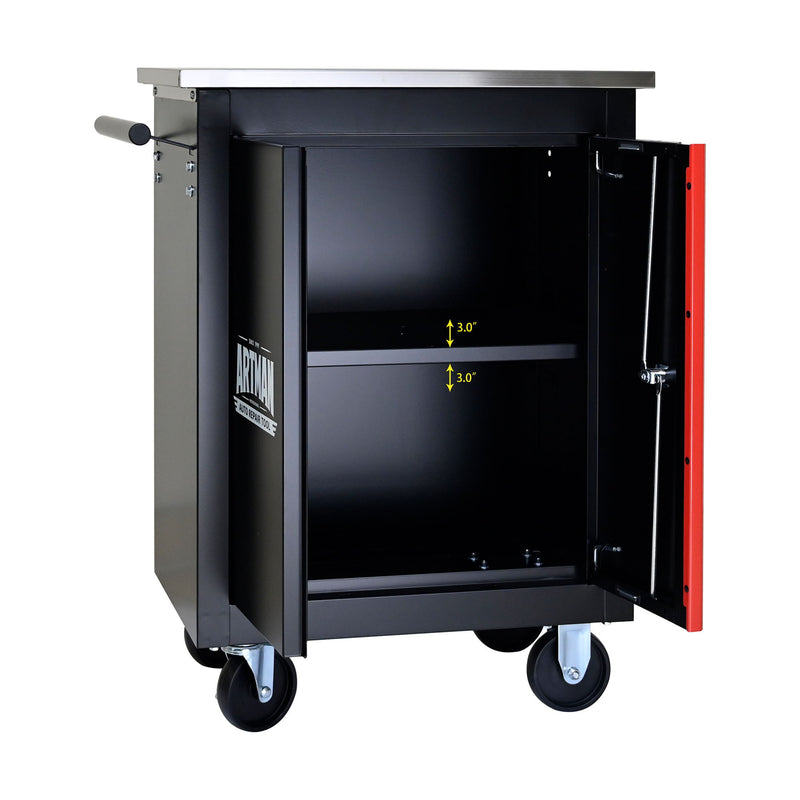 Double Door Clapboardl Multi Function Tool Cart - Black / Red