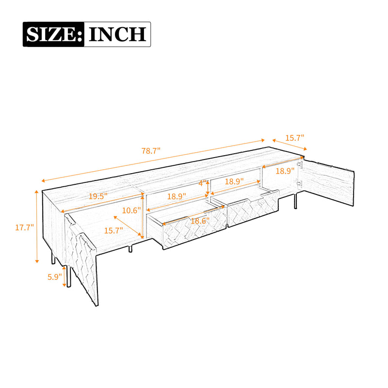 TV Stand For TVs Up To 85" With Closed Storage, Soft Closing Hinges, Living Room Entertainment Center - Walnut
