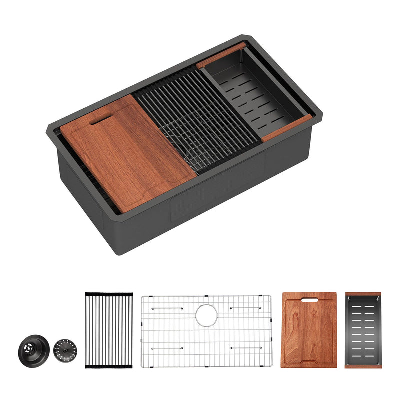 Workstation Kitchen Sink, Single Bowl Undermount
