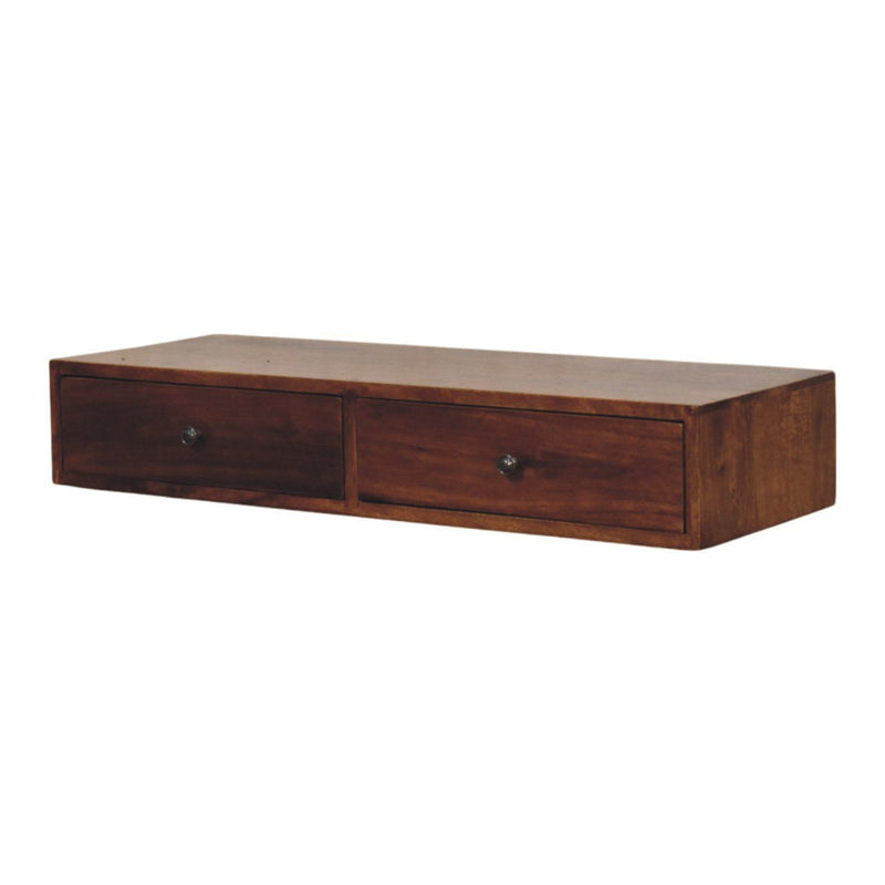 Lunar - 2 Drawer Wall Mounted Console - Brown