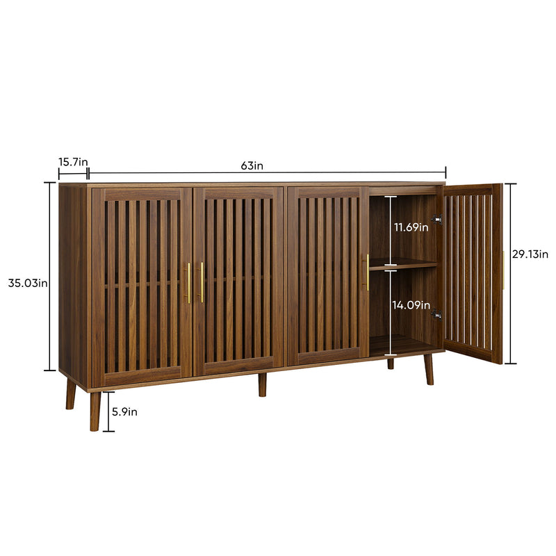 Grille Striped Sideboard Buffet Cabinet With Storage