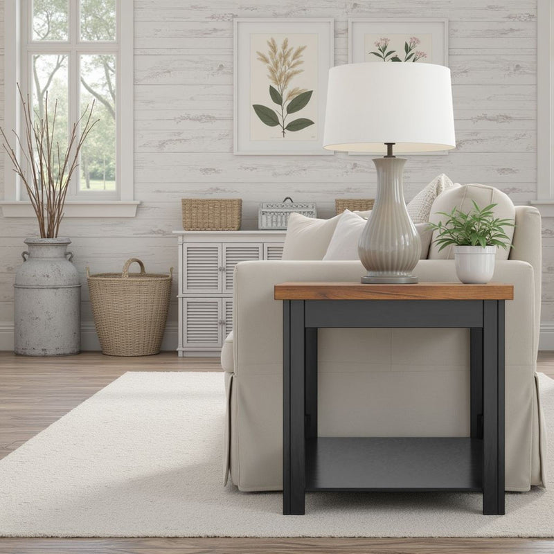 Essex - Side Table - Black / Whiskey