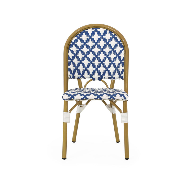 Chic French Bistro Chair With Durable Rattan And Aluminum Frame