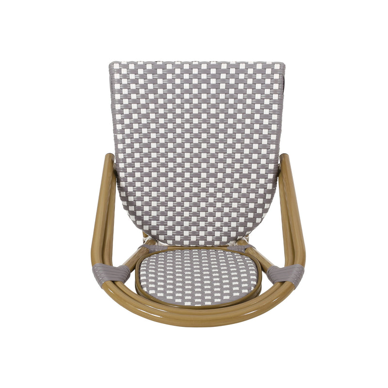 Outdoor Rattan And Aluminum French Bistro Chair Set