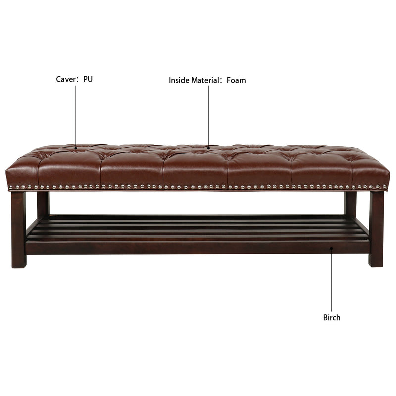 Bedroom End Of Bed Bench Tufted Upholstered End Of Bed Bench End Of Bed Entrance Shoe Bench With Nailhead Trim And Shelf Bedroom Upholstered Bench Living Room Shoe Rack Footstool