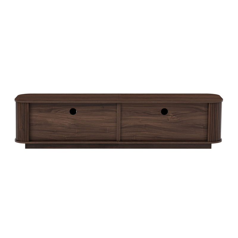 70" TV Stand With Ample Storage, Refined Curved Corners - Dark Brown