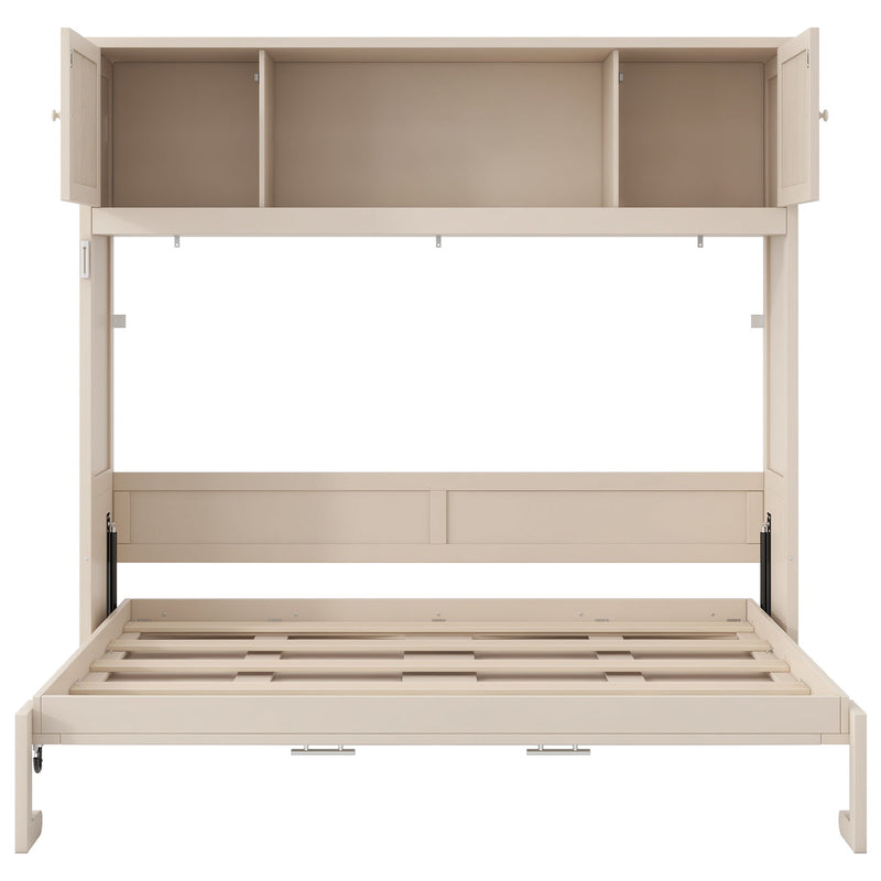 Rustic Casual Murphy Bed With Storage Cabinets