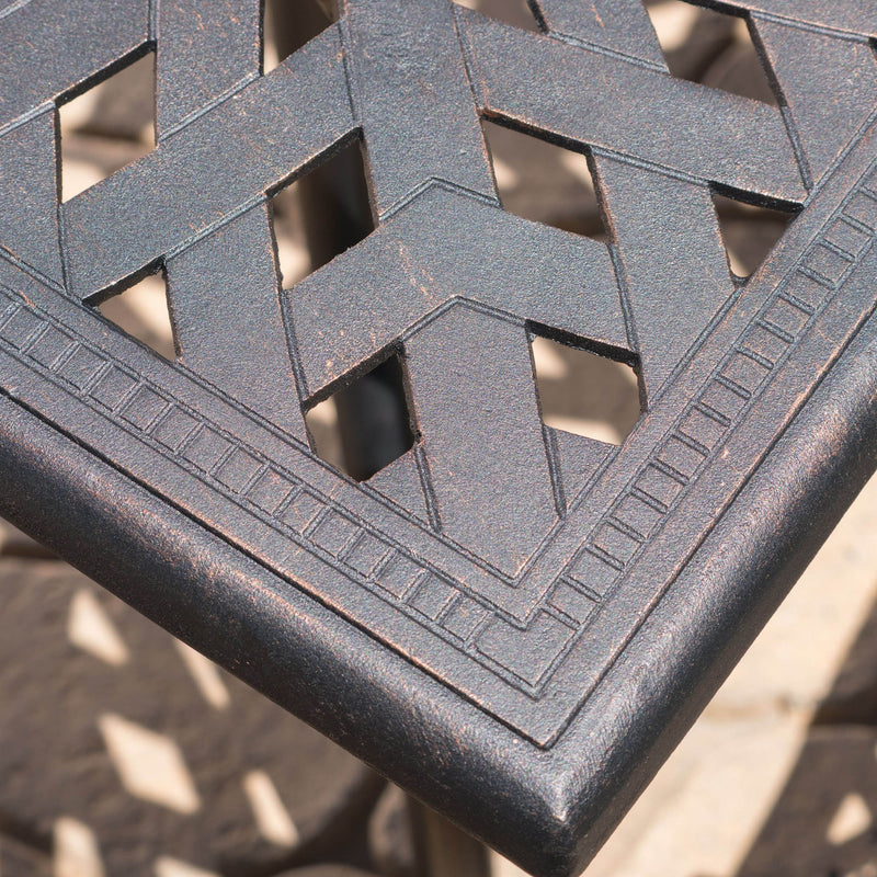 Enchantia - Outdoor Square Dining Table With Weave Tabletop And Flared Legs - Copper