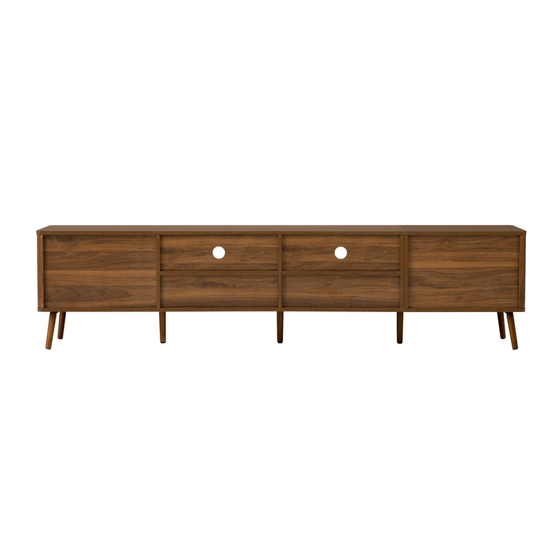 TV Stand For TVs Up To 85" With Soft-Close Doors, Open Shelf, Cable Management - Walnut