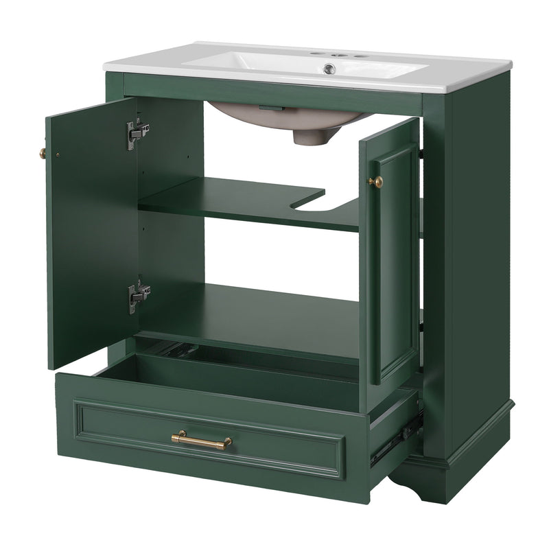 Bathroom Vanity With Sink, Cabinet & 2 Soft Closing Doors & Adjustable Shelf