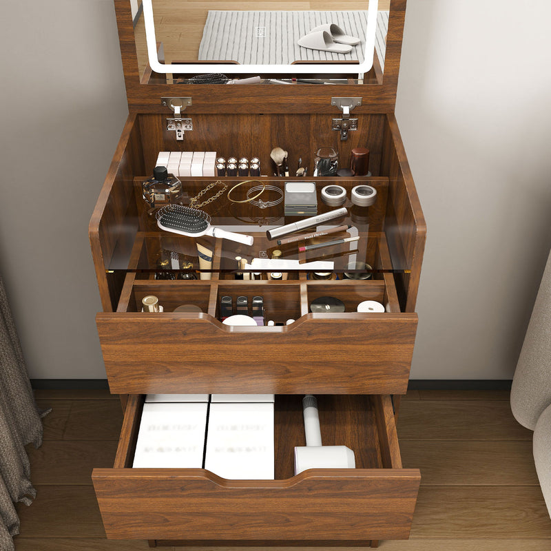 Vanity Desk With Lighted Mirror & Stool