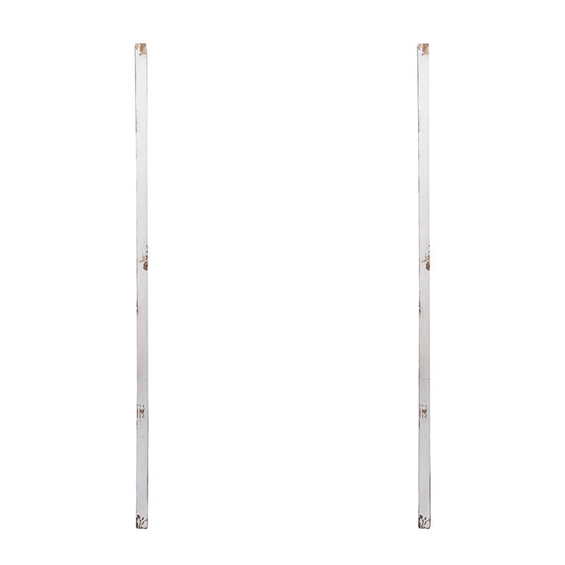 Large Wooden Wall Art Panels With Distressed Round Mirror Accents (Set of 2) - White