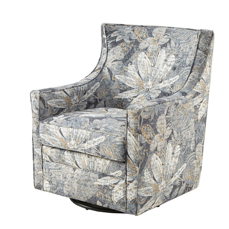 Swivel Glider Chair With Upholstery And Metal Base - Multicolor