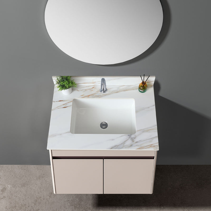 Elegant Vanity Top With Undermount Sink And Backsplash, Sintered Stone