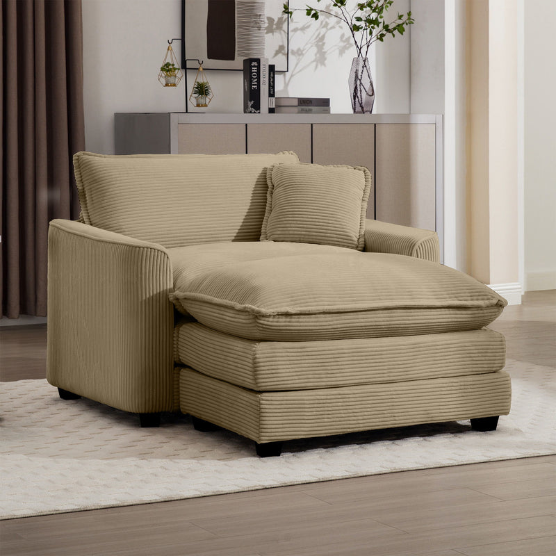 Classic Modern Comfortable Single Chair Deep Seat Sofa With Footstool