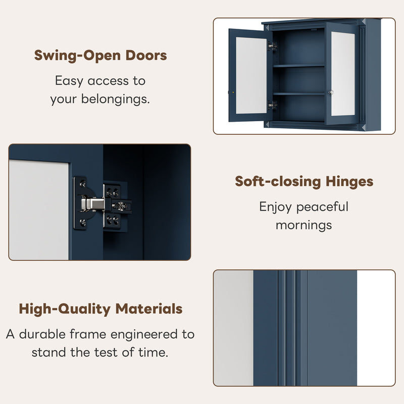 Wall-Mounted Medicine Cabinet With 2 Mirrors, Adjustable Shelves