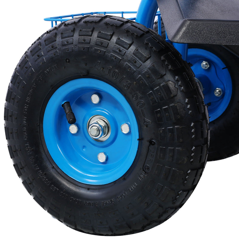 Rolling Garden Scooter Cart Seat With Wheels, 360 Swivel Seat, Tool Tray