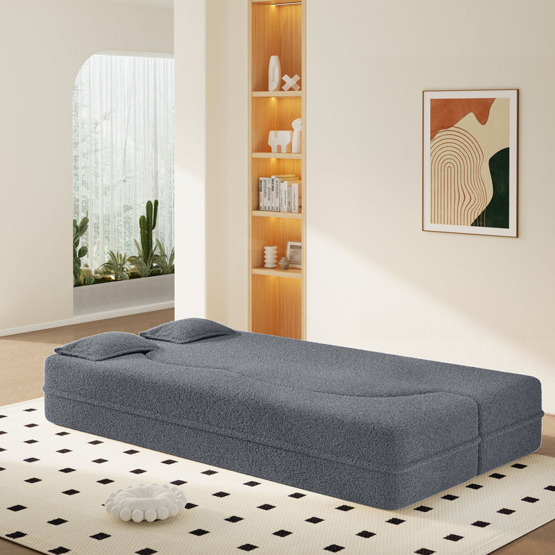 Modern Floor Sofa With 2 Pillows, Twin Size For Living Room