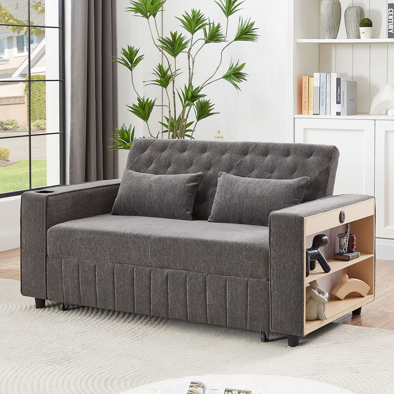 Pull-Out Sofa Bed Convertible Couch With Adjustable Backrest For Living Room