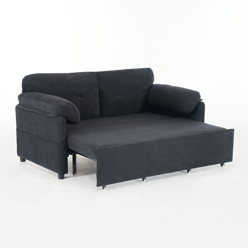 Convertible Pull Out Sofa Bed Queen Size, 3 In 1 With Side Storage