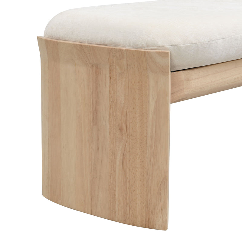 Footstool With Soft Cushion For Living Room - Beige / Natural