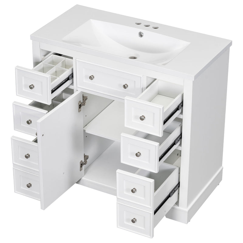 Modern Bathroom Vanity With Sink Combo, 6 Drawers And 1 Cabinet