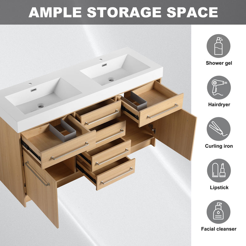 Freestanding Bathroom Vanity With Resin Sink, Soft-Closing Doors And Drawers