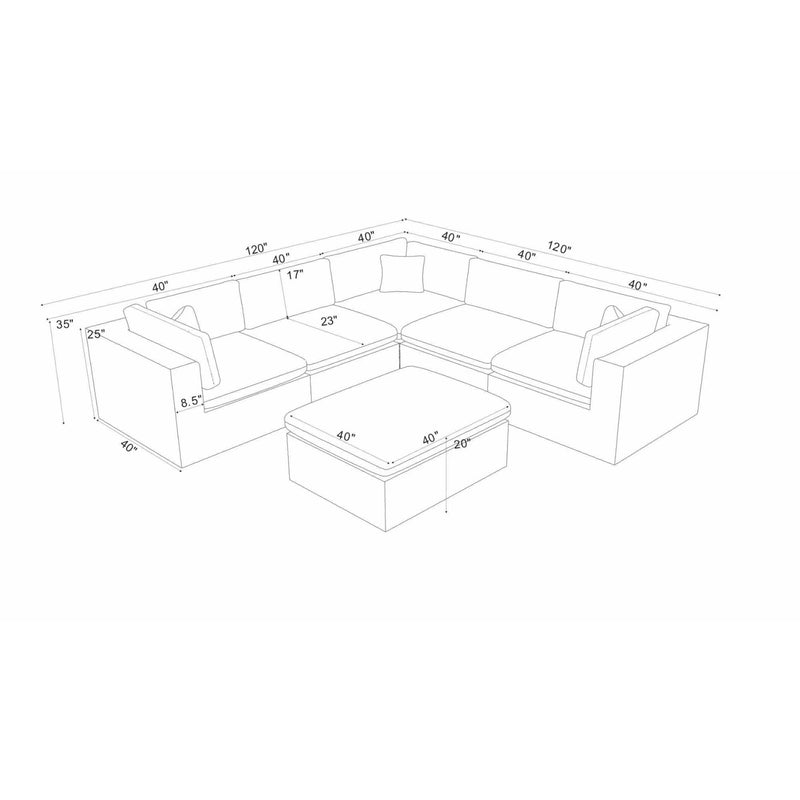Custom Configuration Modular Sectional & Toss Pillows
