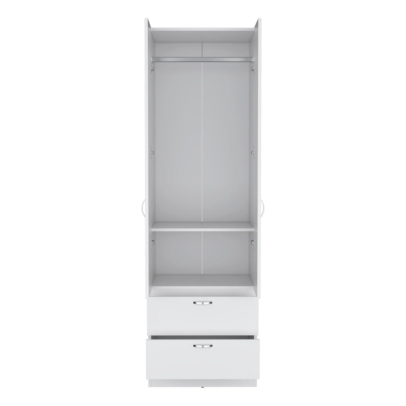Armoire Organiser, Two Shelves, Rod, Double Door Cabinet Armoire