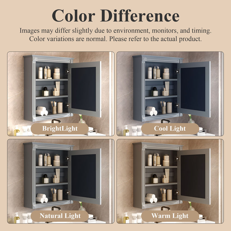Wall Mounted Bathroom Storage Cabinet With Mirror, Medicine Cabinet With Height Adjustable Shelf