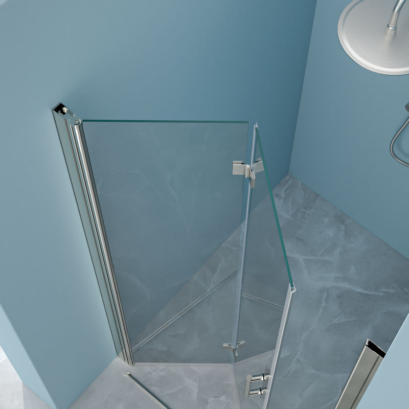 Frameless Bi Fold Shower Door With Tempered Glass - Chrome