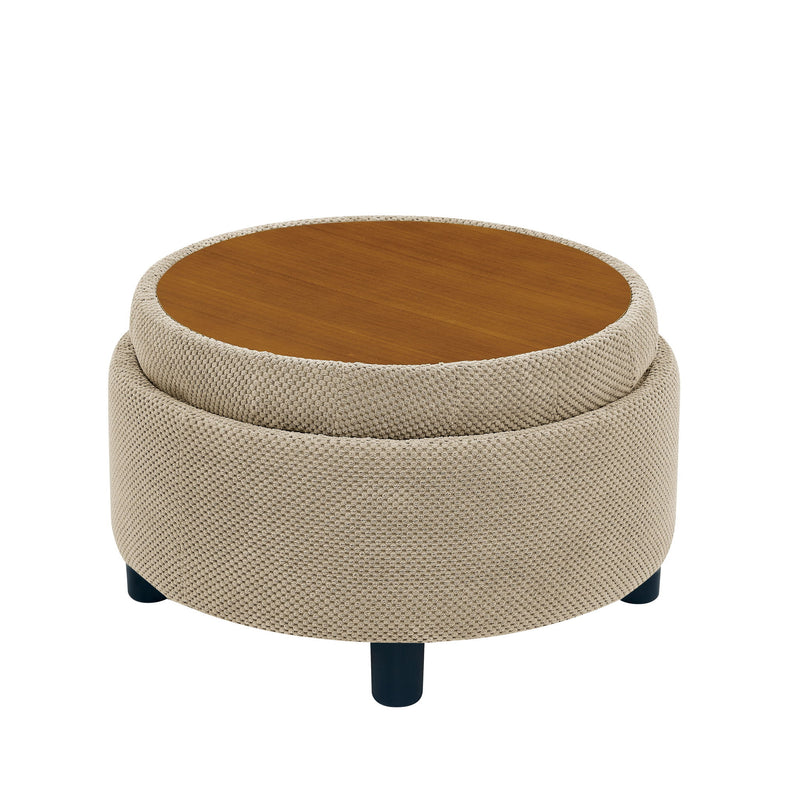 Storage Round Footstool Table Ottoman