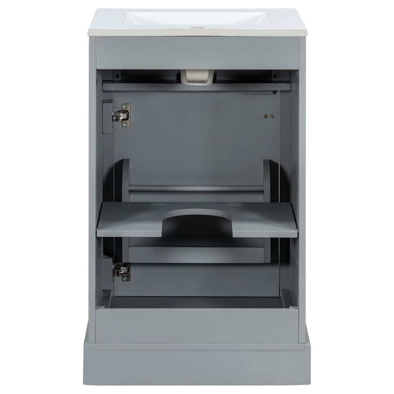 Elegant Bathroom Vanity With Ceramic Sink, Soft Close Door, Adjustable Shelf