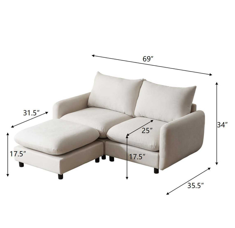 Oversize Modular Free Combination Sectional Sofa Couch With Ottoman For Living Room