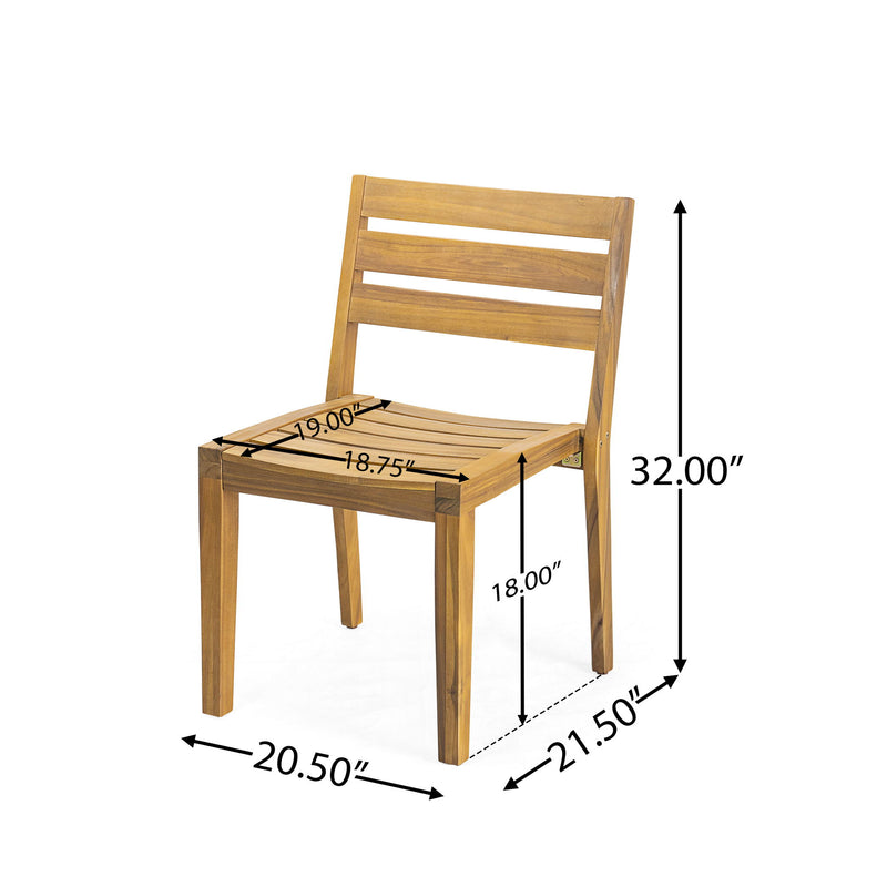 Outdoor Dining Side Chair (Set of 2) - Teak Finish