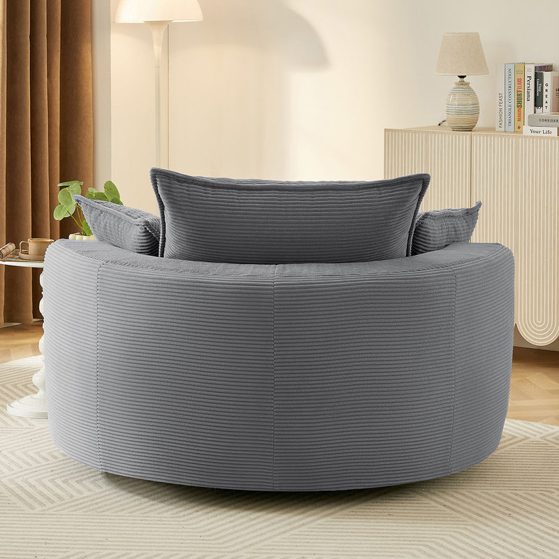 360° Swivel Accent Barrel Chair With Dual Layer Cushion And 3 Removable Pillows