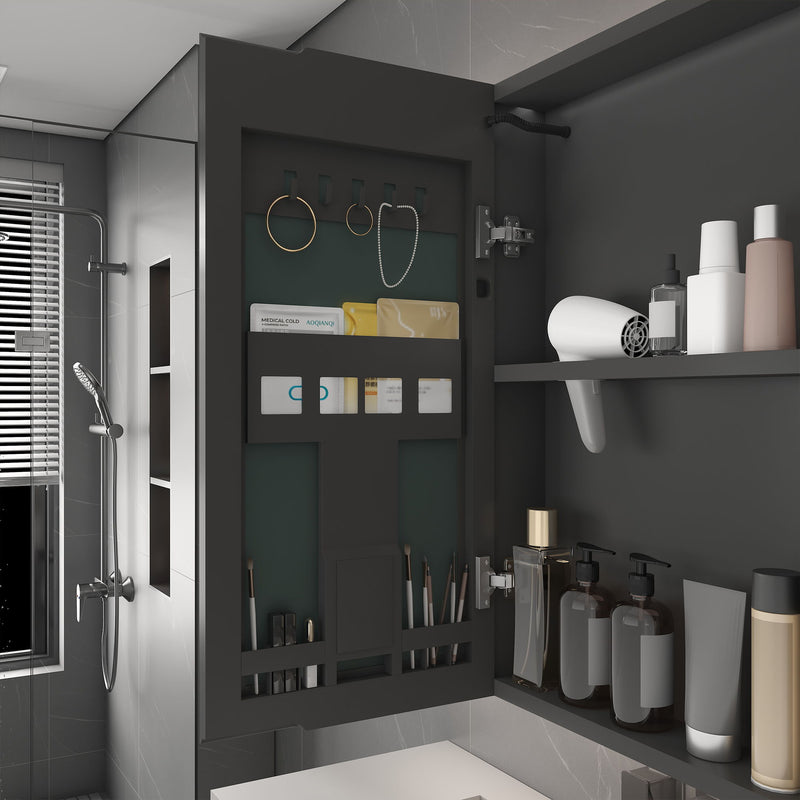 Aluminium Medicine Cabinet Mirror With LED Light And Defogging Function - Gray