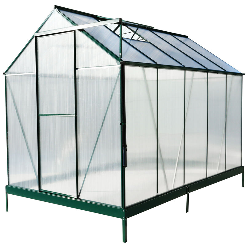 Polycarbonate house, Heavy Duty Outdoor Aluminum Walk-In House Kit With Rain Gutter, Vent And Door For Backyard Garden