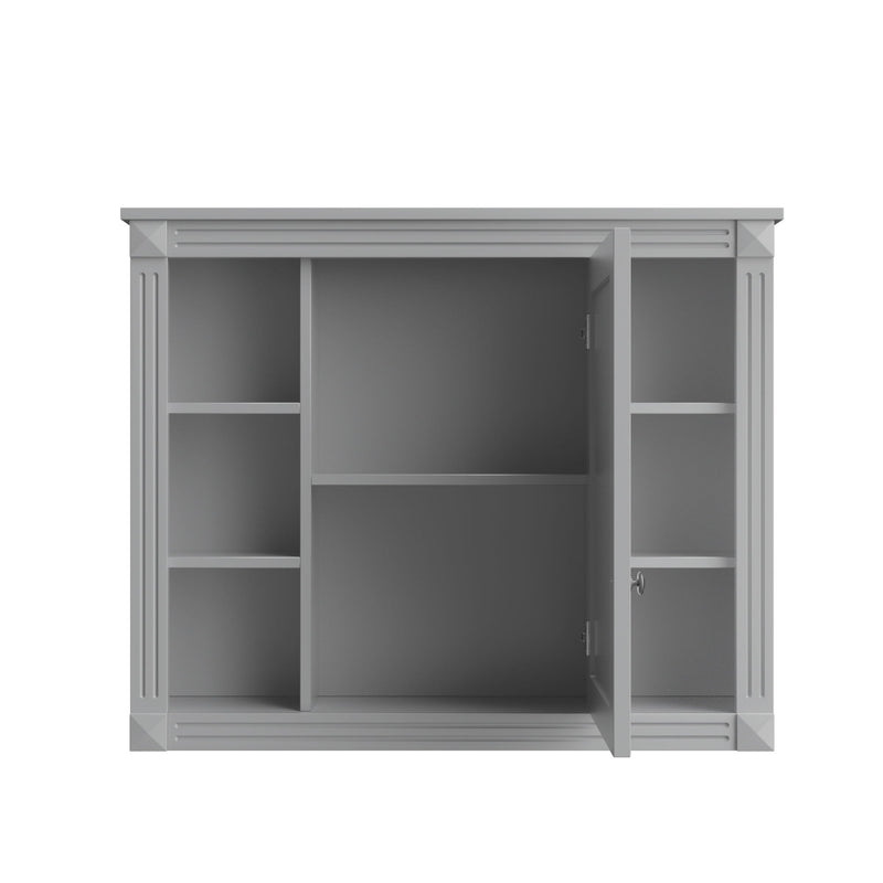 Wall Mounted Bathroom Storage Cabinet With Mirror, Cabinet With 6 Open Shelves And Adjustable Interior