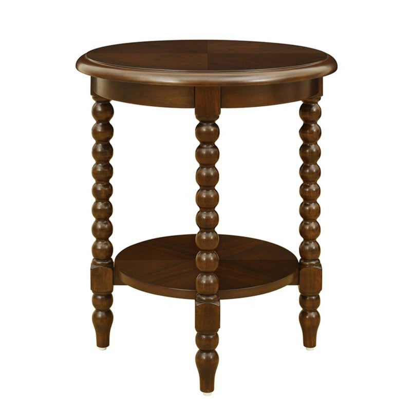 Philippe - Round End Table With Shelf - Brown