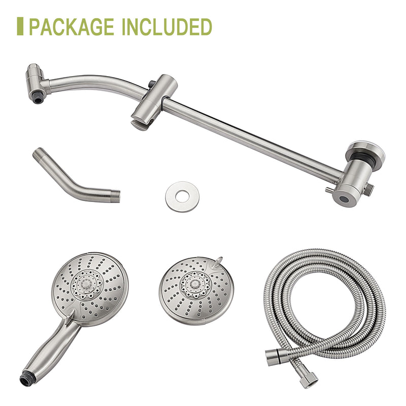Dual Shower Head With Adjustable Slide Bar And Multi Function Settings